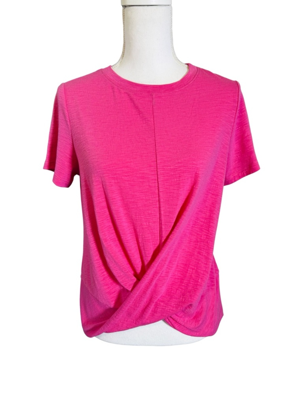 Nally & Millie Hot Pink Twist-Front Short Sleeve Tee‎ Shirt NWT